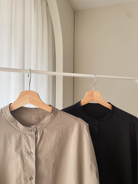 Oversized Cotton Blouse : Olive Grey