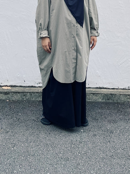 Oversized Cotton Blouse : Olive Grey