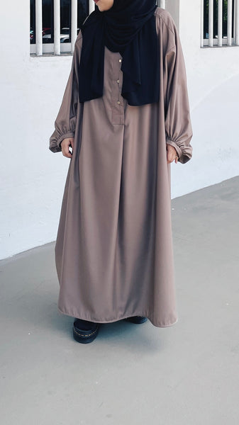 Rumi Cotton Dress : Walnut