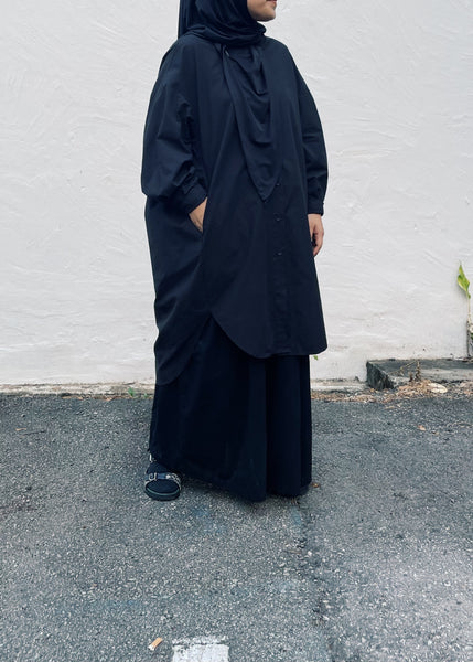 Oversized Cotton Blouse : Black