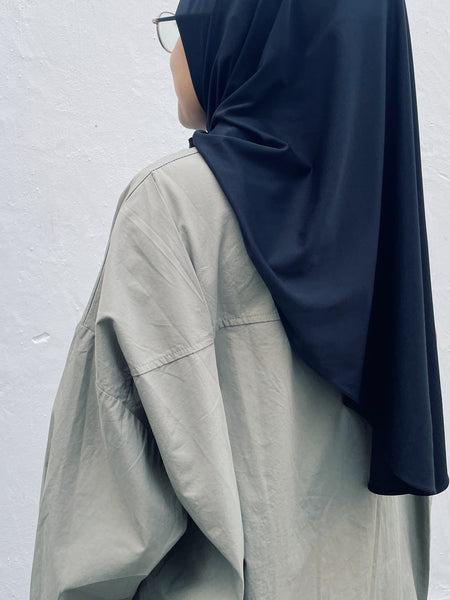 Oversized Cotton Blouse : Olive Grey
