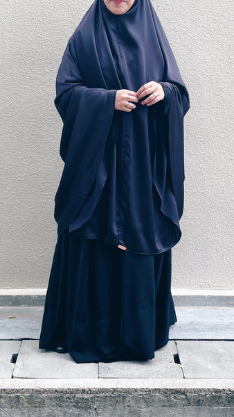 Satin Silk Telekung : Midnight