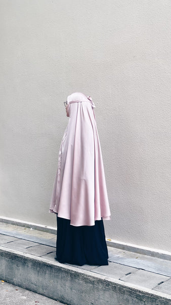 Satin Silk Telekung : Blush