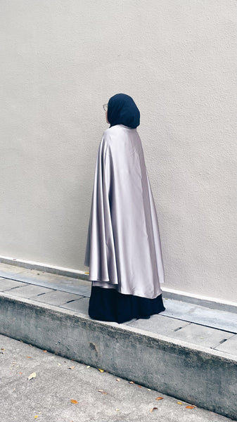 Satin Silk Telekung : Silver Mist