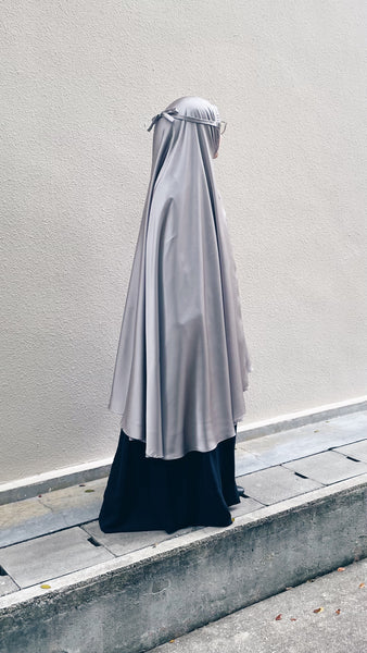 Satin Silk Telekung : Silver Mist