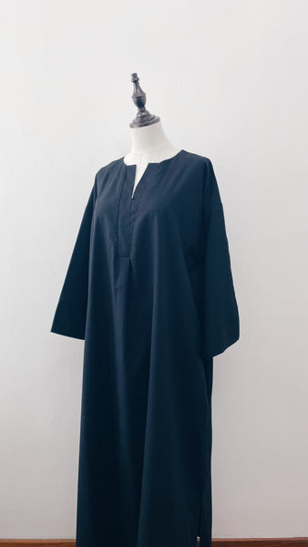 Cotton Linen Dress : Black