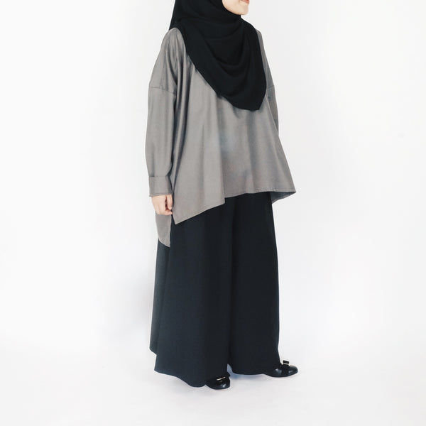 Oversized Cotton Blouse : Grey