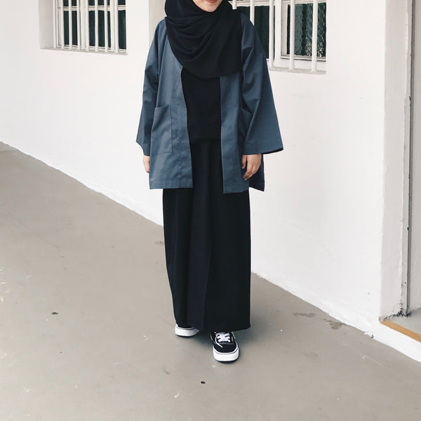 Oversized Cotton Cardigan : Graphite