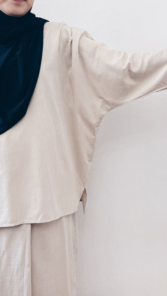 Santai Top & Skirt : Beige