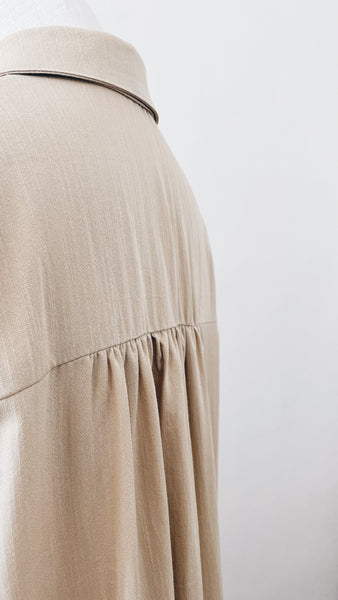 Front-Button Dress : Cream