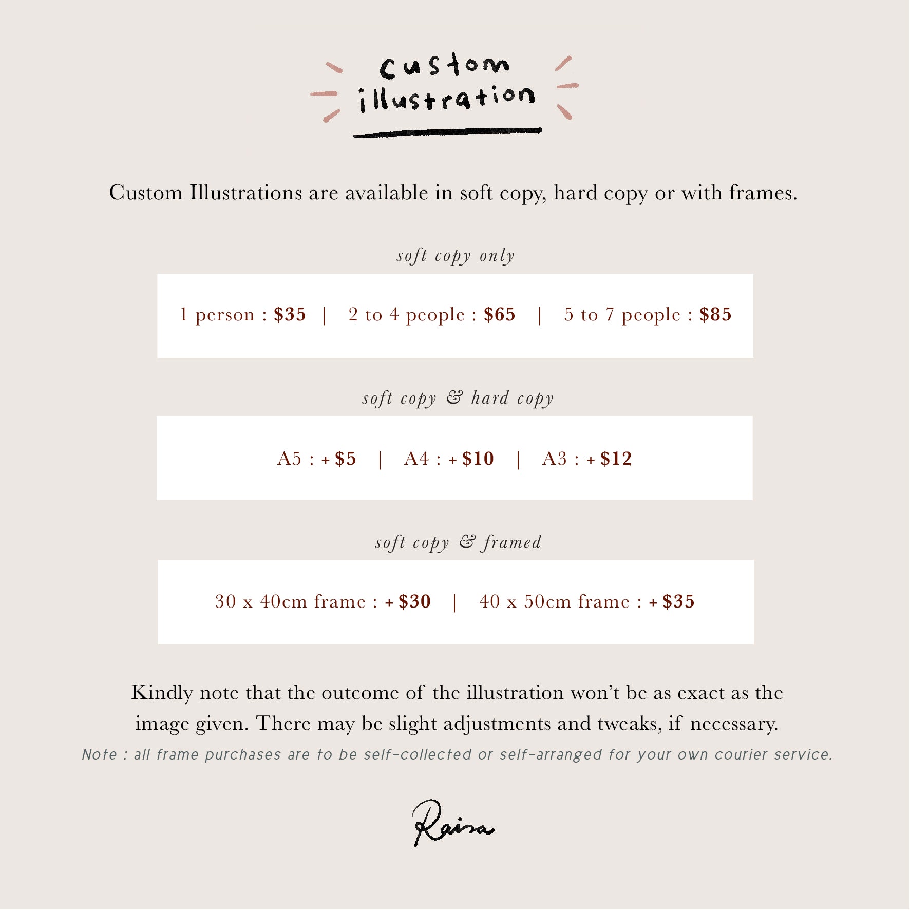 Custom Illustration : Price List