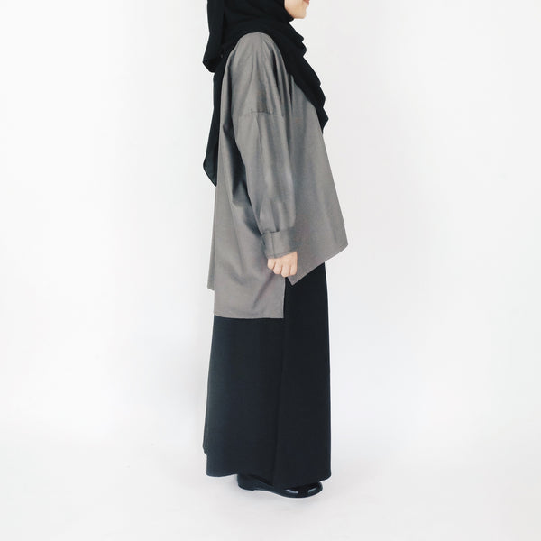 Oversized Cotton Blouse : Grey