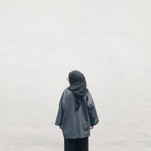 Oversized Cotton Cardigan : Graphite