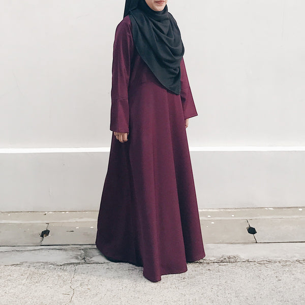 Cotton Flare Dress - Mulberry