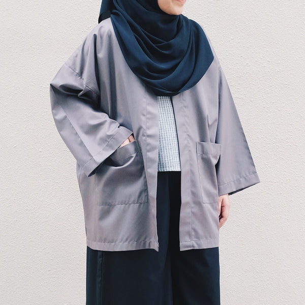 Oversized Cotton Cardigan : Grey