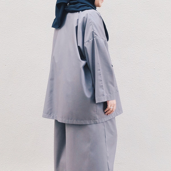 Oversized Cotton Cardigan : Grey