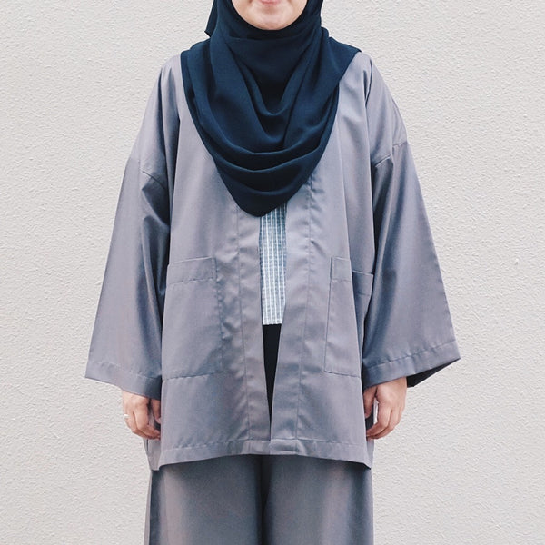 Oversized Cotton Cardigan : Grey