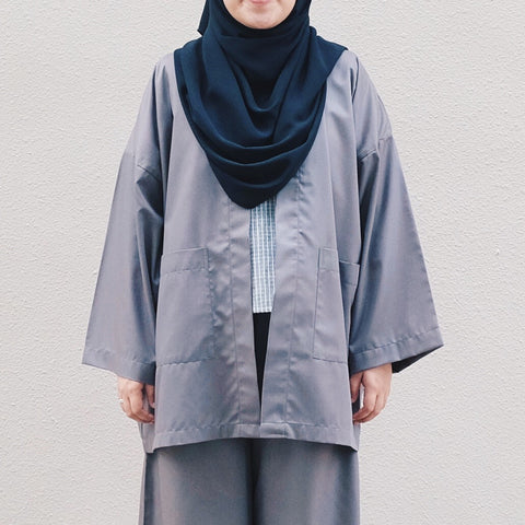 Oversized Cotton Cardigan : Grey