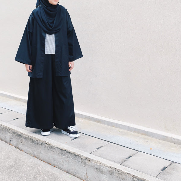 Oversized Cotton Cardigan : Black