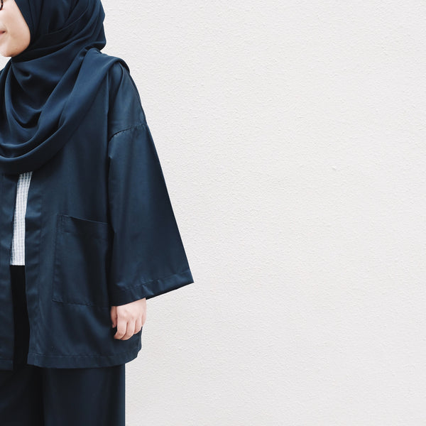 Oversized Cotton Cardigan : Black
