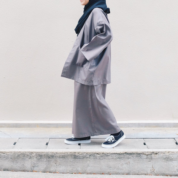 Oversized Cotton Cardigan : Grey