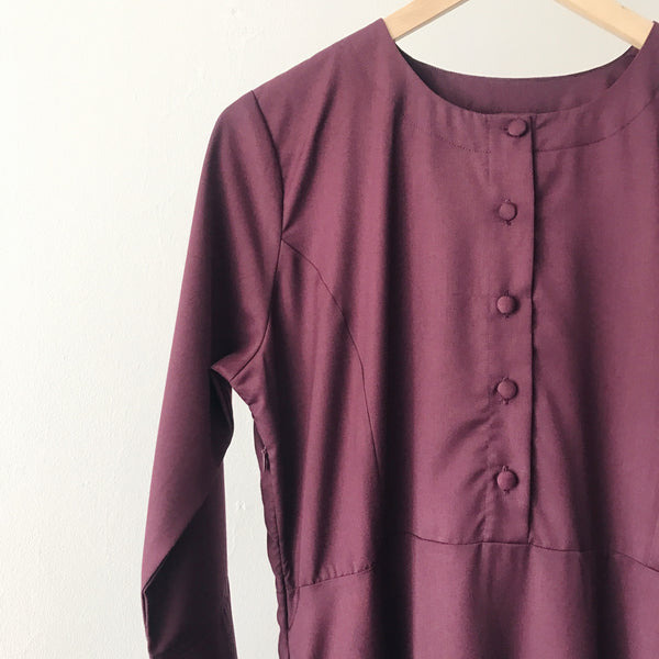 Cotton Flare Dress - Mulberry