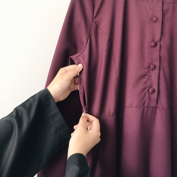 Cotton Flare Dress - Mulberry