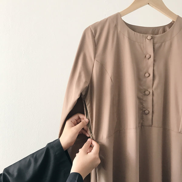 Cotton Flare Dress - Toffee