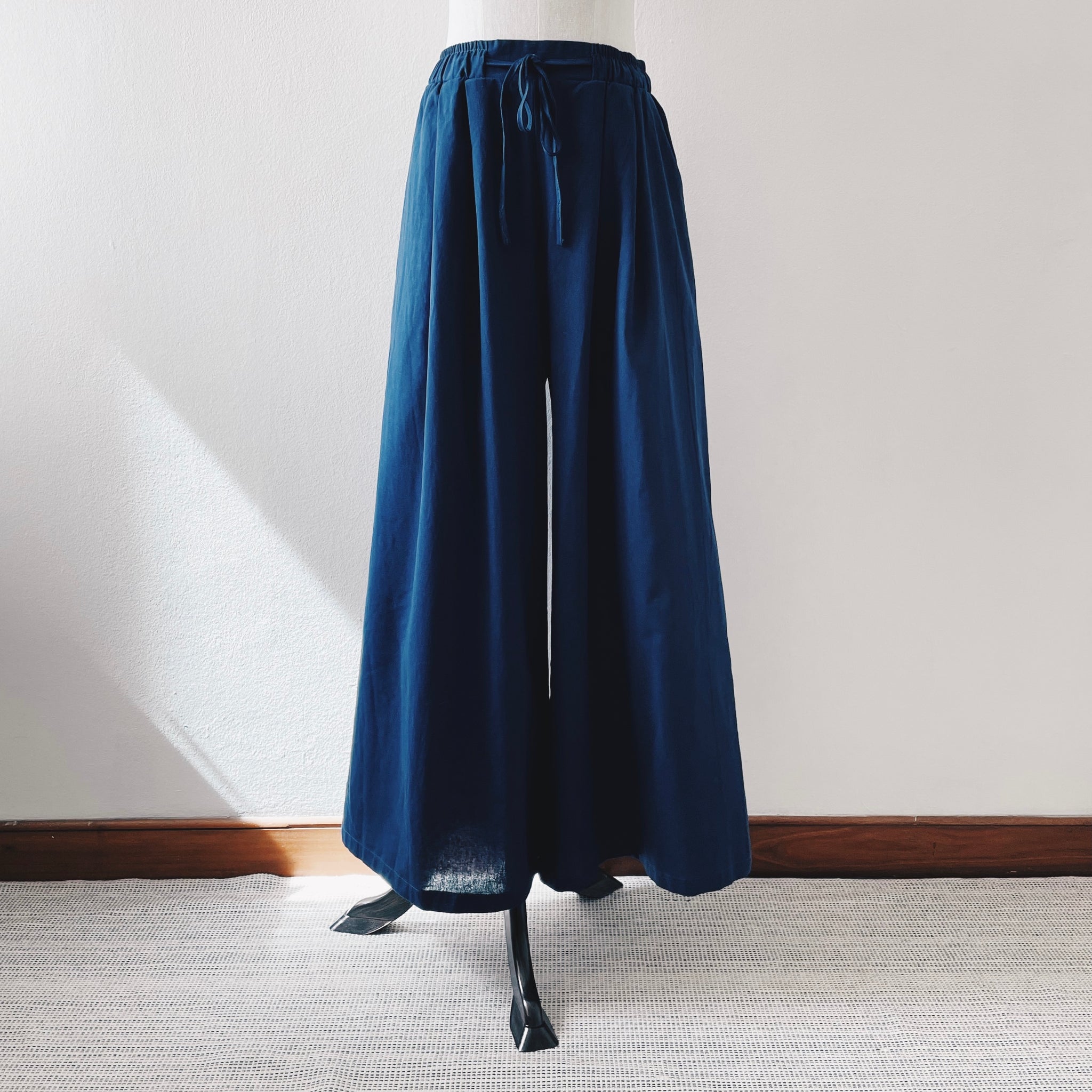 Cotton Linen Wide Pants : Navy