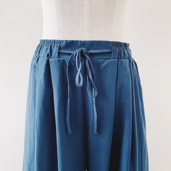 Cotton Linen Wide Pants : Navy