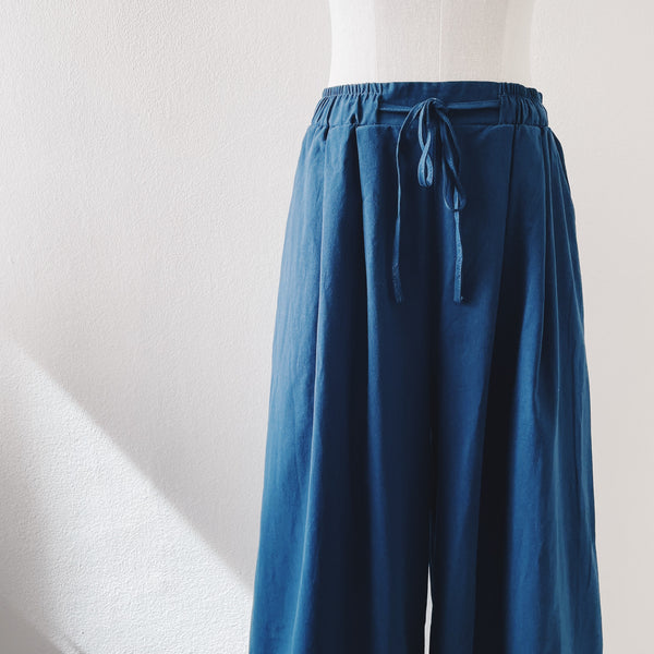 Cotton Linen Wide Pants : Navy