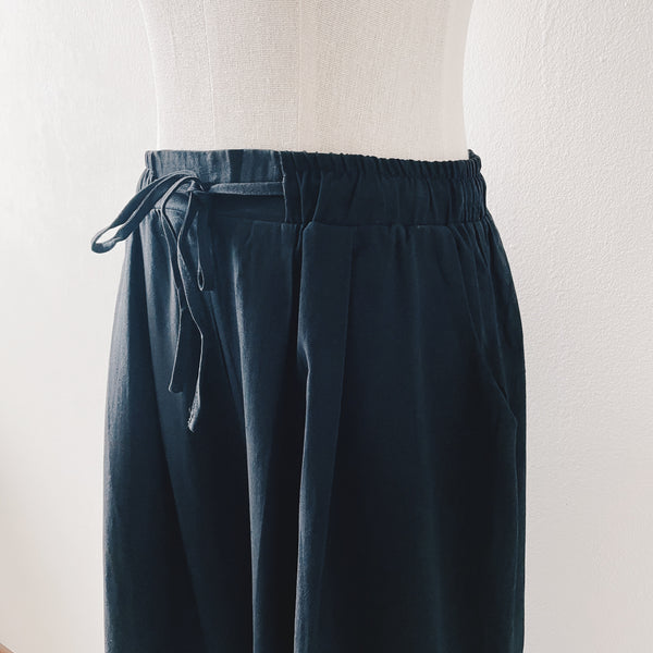 Cotton Linen Wide Pants : Black