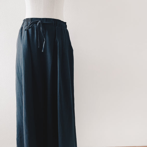 Cotton Linen Wide Pants : Black