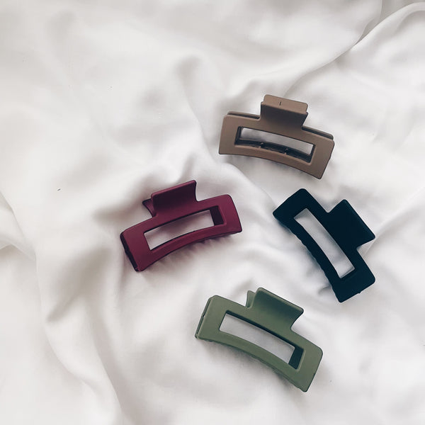 Hair Claw : Marroon & Sage