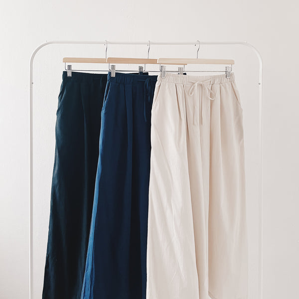 Cotton Linen Wide Pants : Sand