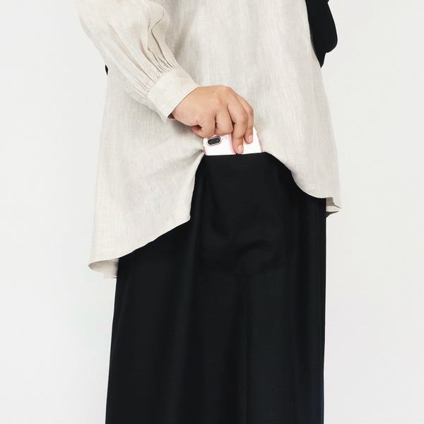 Cotton Pocket Skirt : Black