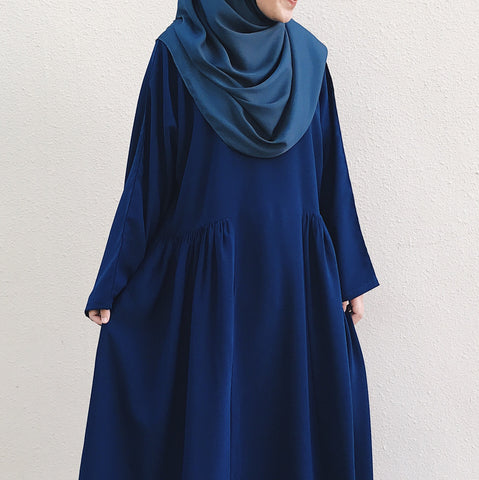 Side Ruffle Dress : Navy