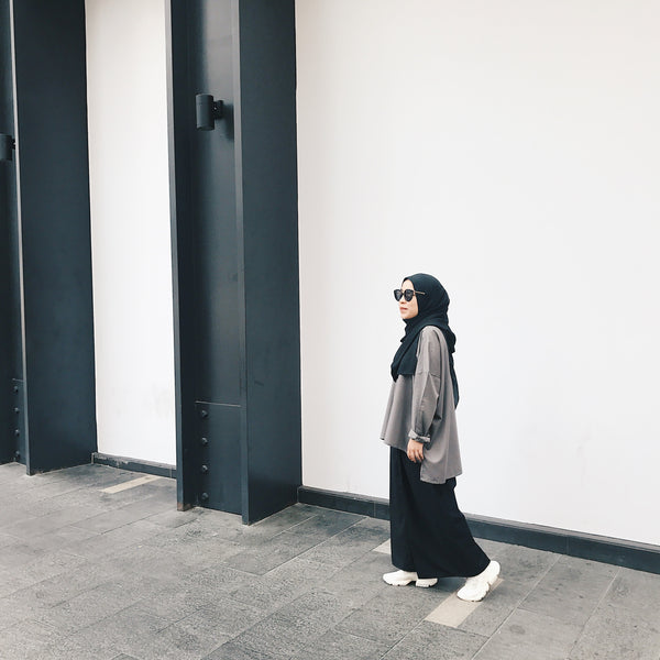 Oversized Cotton Blouse : Grey