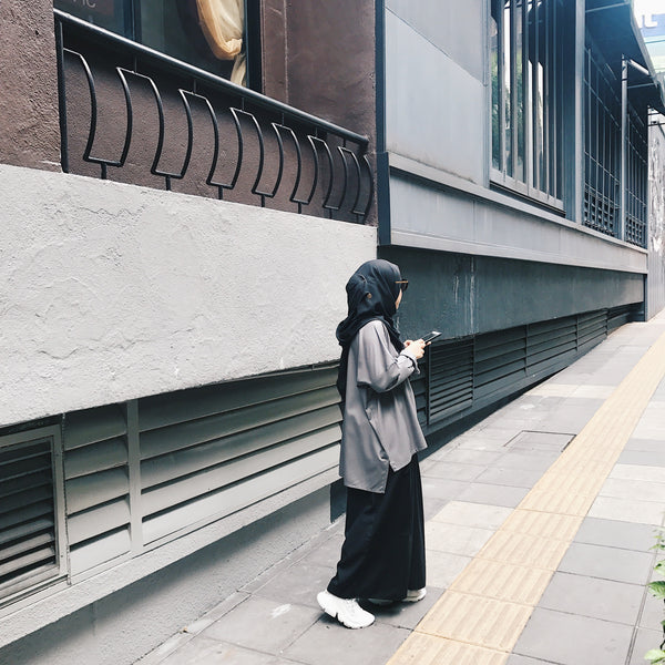 Oversized Cotton Blouse : Grey