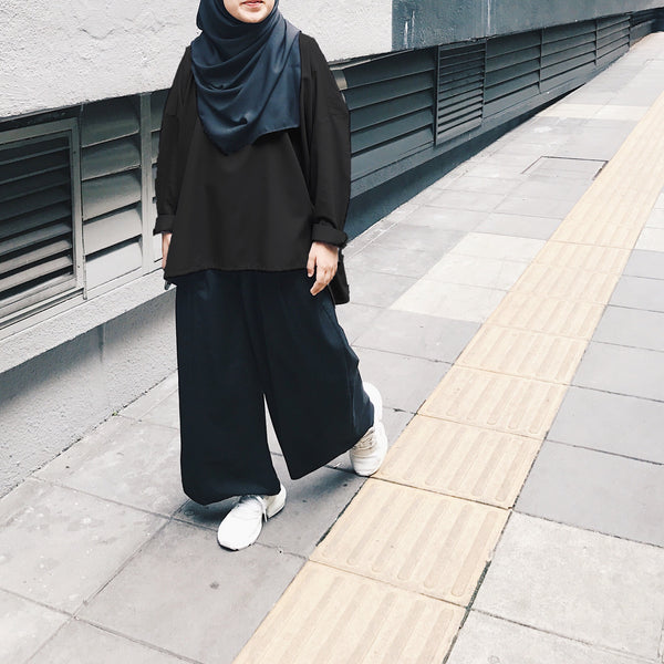 Oversized Cotton Blouse : Black