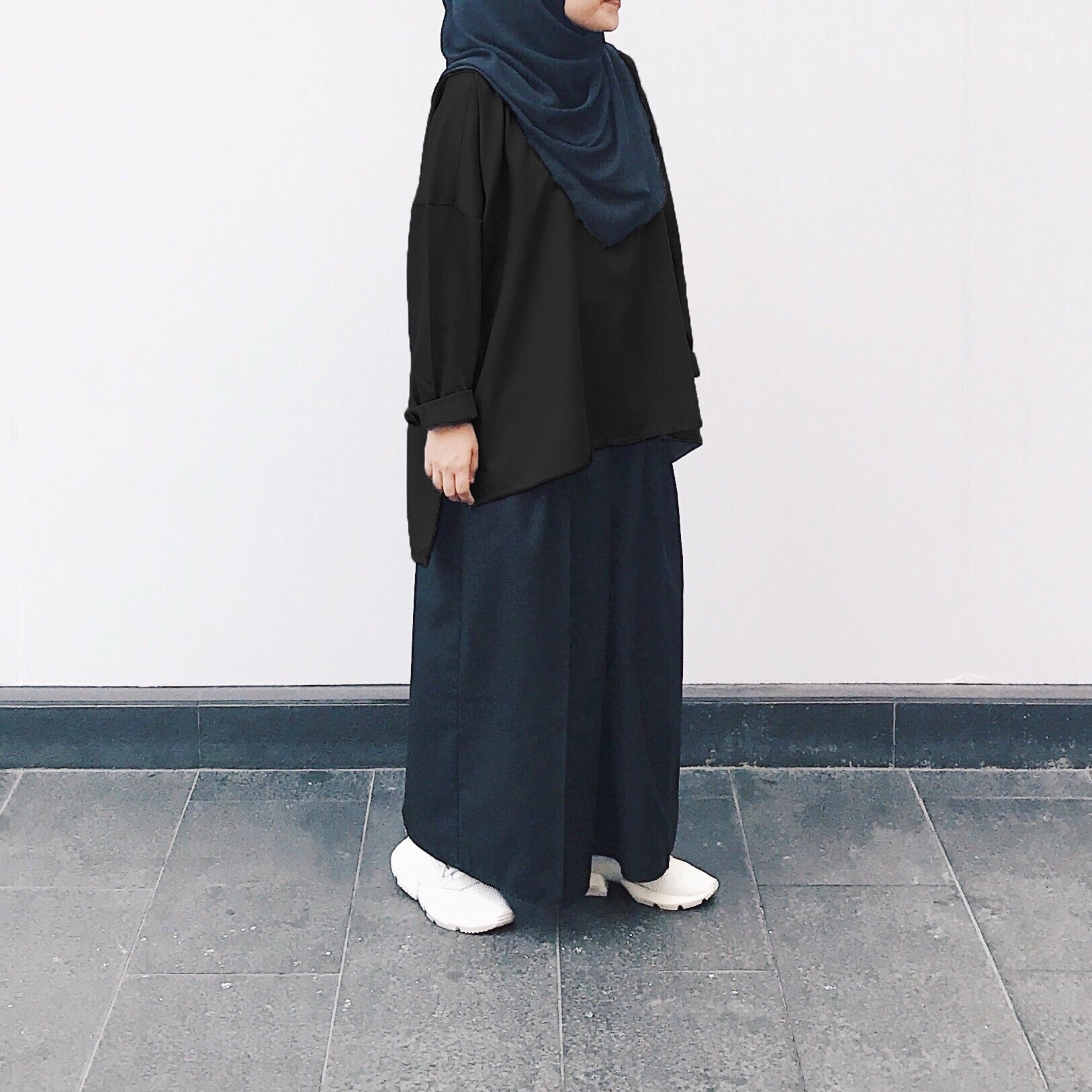Oversized Cotton Blouse : Black