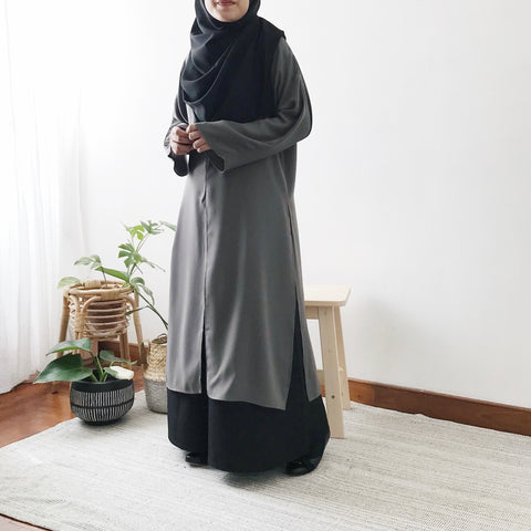 Midi Slit Dress : Grey