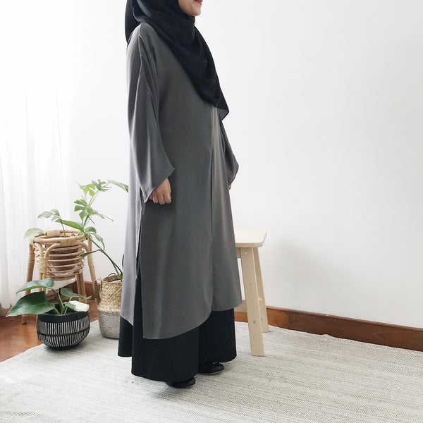 Midi Slit Dress : Grey