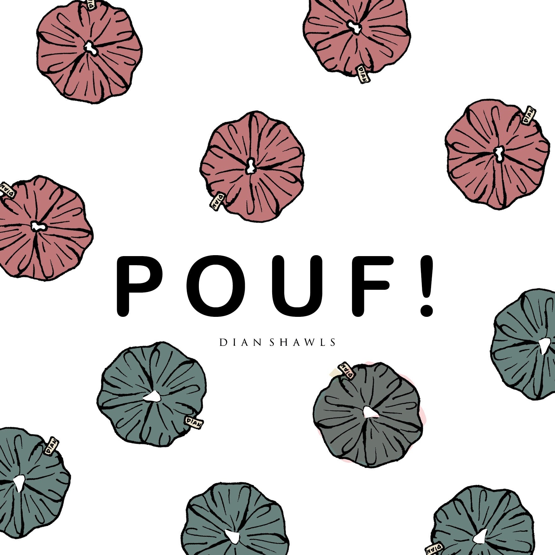 Pouf Set : Sherbet & Dusty Green