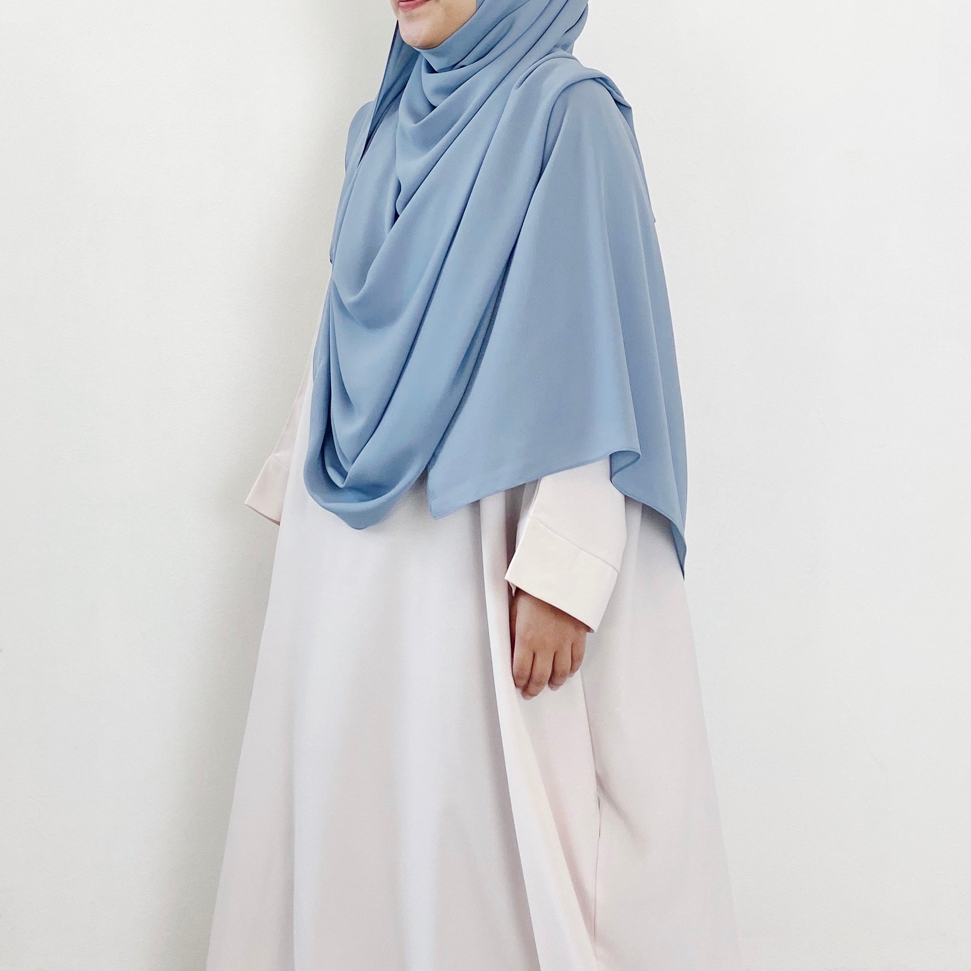 AS/IS - Super Wide Shawl : Dusty Blue