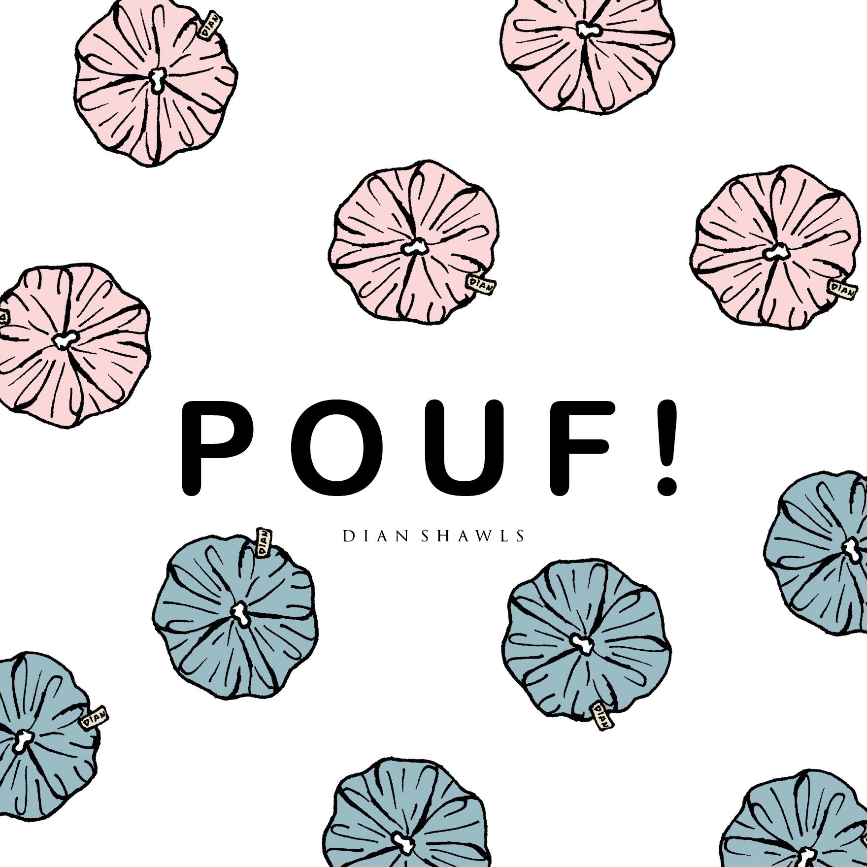 Pouf Set : Sky Blue & Blush